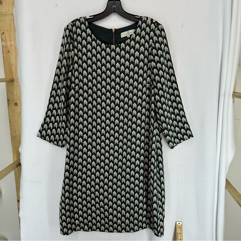 Flash Women 1/2 Sleeve Knee Length Dress Print Womens Medium Green‎